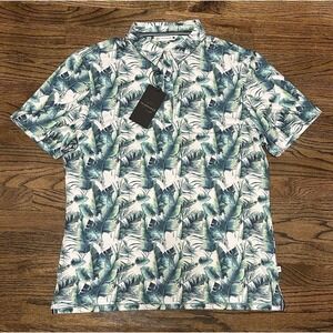 7 Diamonds 7D Rue Tropical Blue Green 4 Way Stretch Golf Polo Shirt Men's Sz L